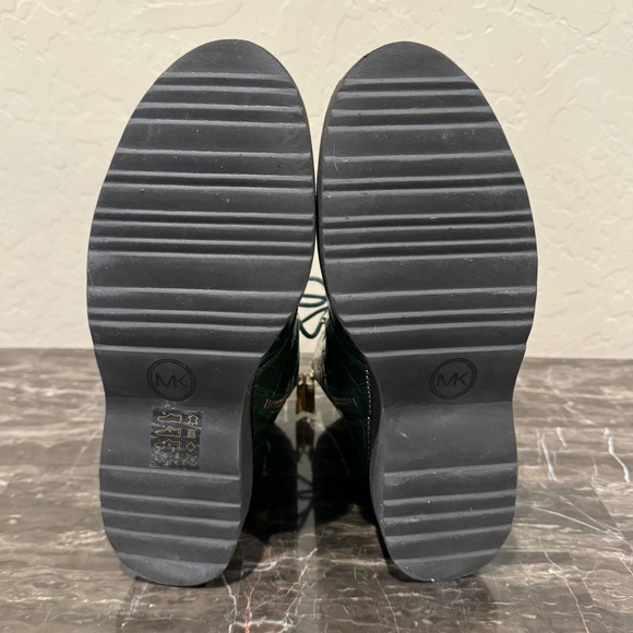 Michael Kors Haskell Crocodile Embossed Leather Combat Boots - Picture 12 of 14